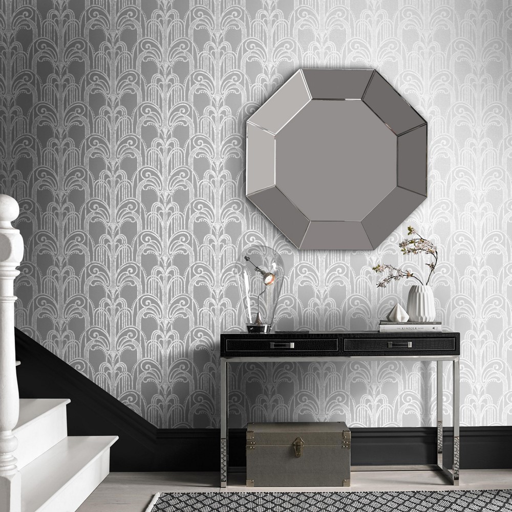 Art Deco Wallpaper 104297 by Graham & Brown in Silver Grey